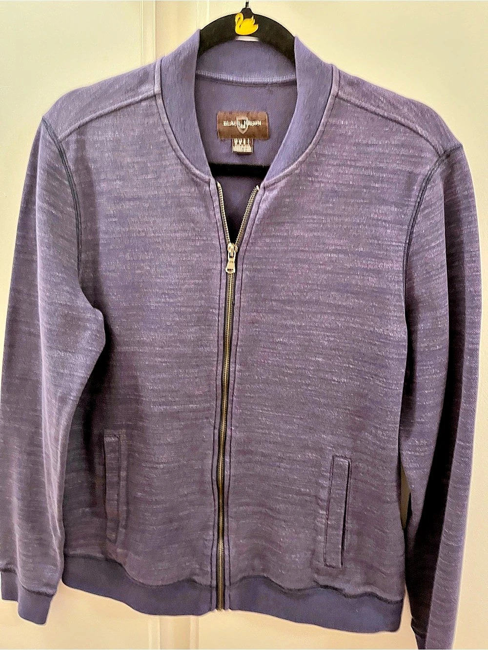 Black Brown 1826 Men's Heather Navy Blue Bomber Zip Jacket Cardigan Size M